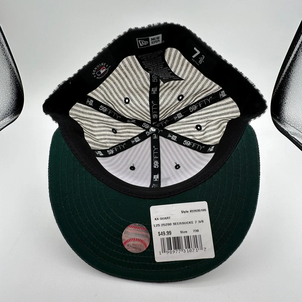 Los Angeles Dodgers Hat New Era 59FIFTY Striped Seersucker Fitted Size 7 3/8 NEW